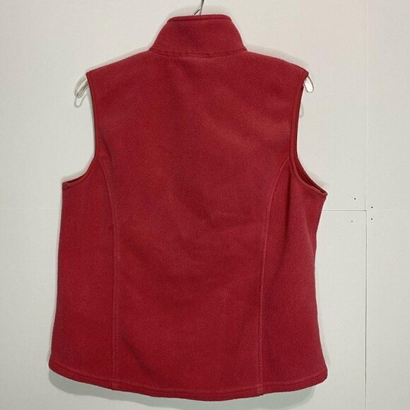 LL Bean Medium Salmon Pink Mock Neck Fleece Vest Full Zip - Picture 5 of 5